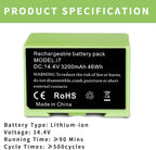 JYJZPB 3200mAh i7 Replacement Battery Fit for iRobot Roomba e and i Series Spare Battery for iRobot Roomba i7 i7+ i7 Plus e5 7150 7550 e5150 e5152 4624864 ABL-D1