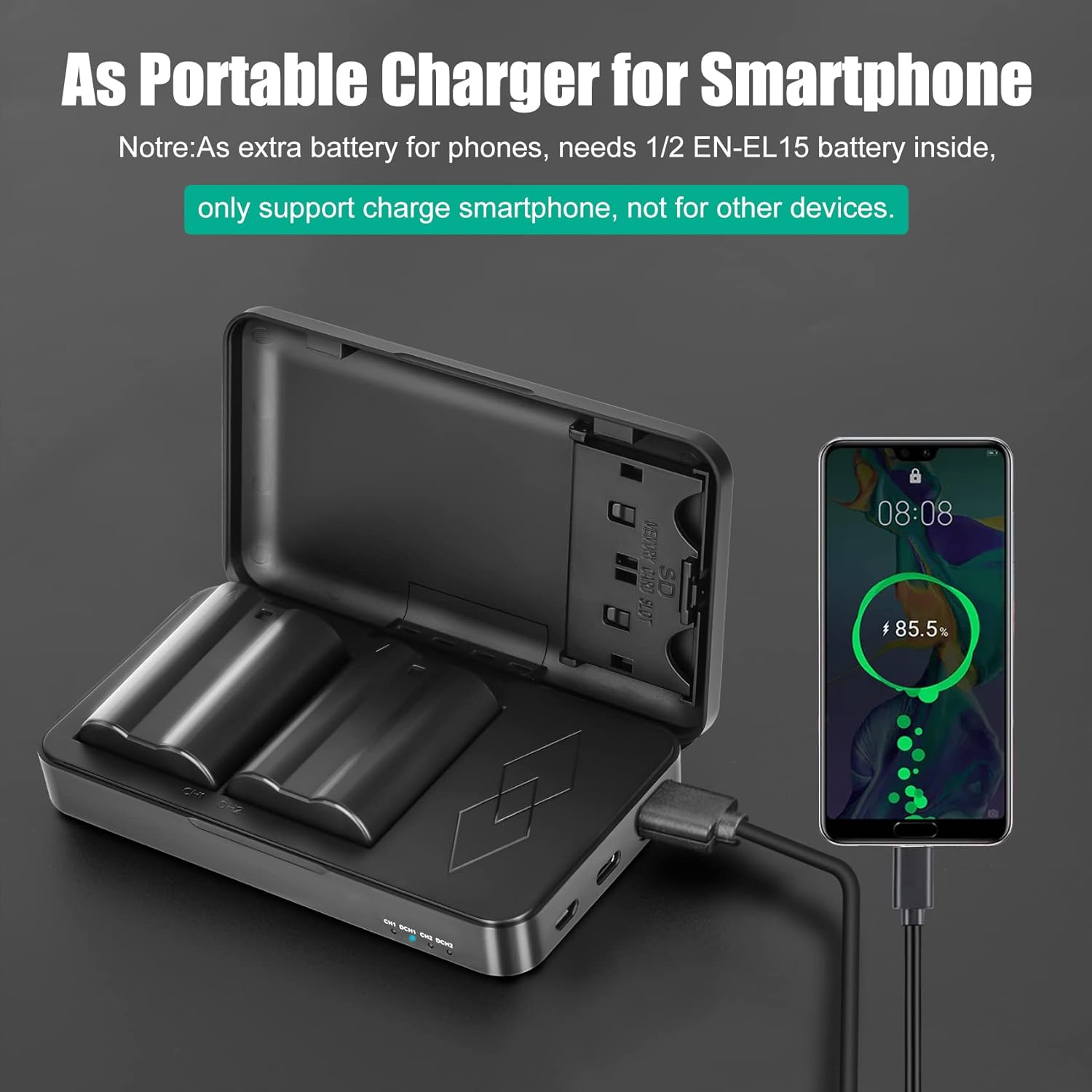 2 Packs JYJZPB EN-EL15B Nikon Camera Batteries Rechargeable and Charger Case for Nikon D7500 Battery, D750 Battery, Z6, Z7, Z8, D500, D600, D610, D810, D800, D800E, D710E, D850, D7000, D7100, D7200