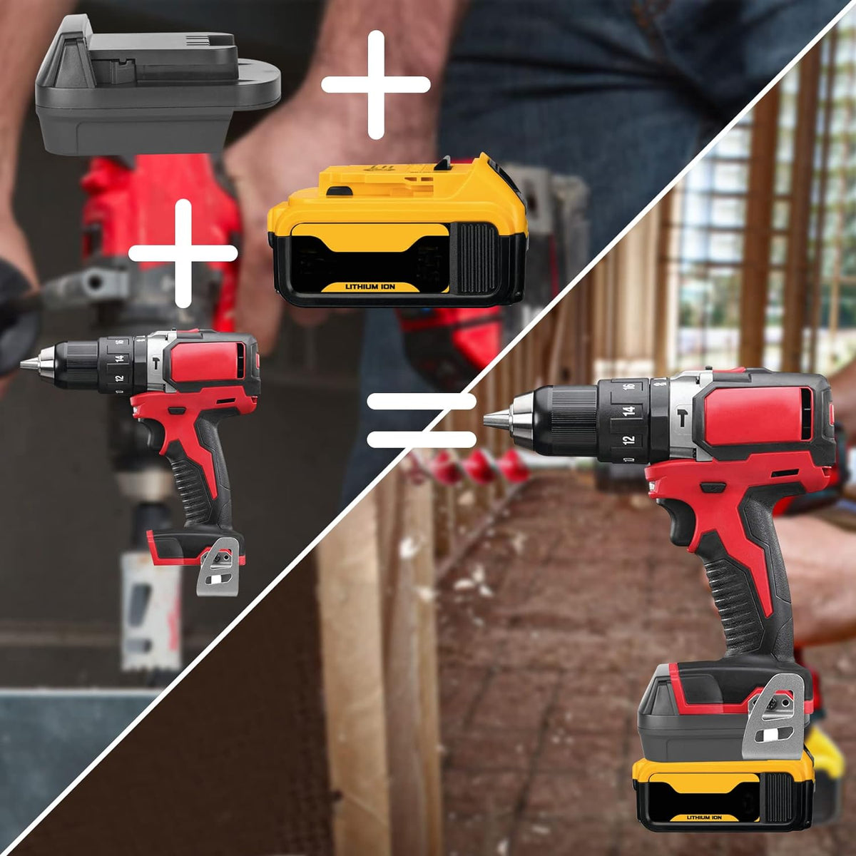 Adapter To Use Dewalt 20V MAX Battery On Milwaukee 18V Tools - Black, Lithium-Ion Compatible