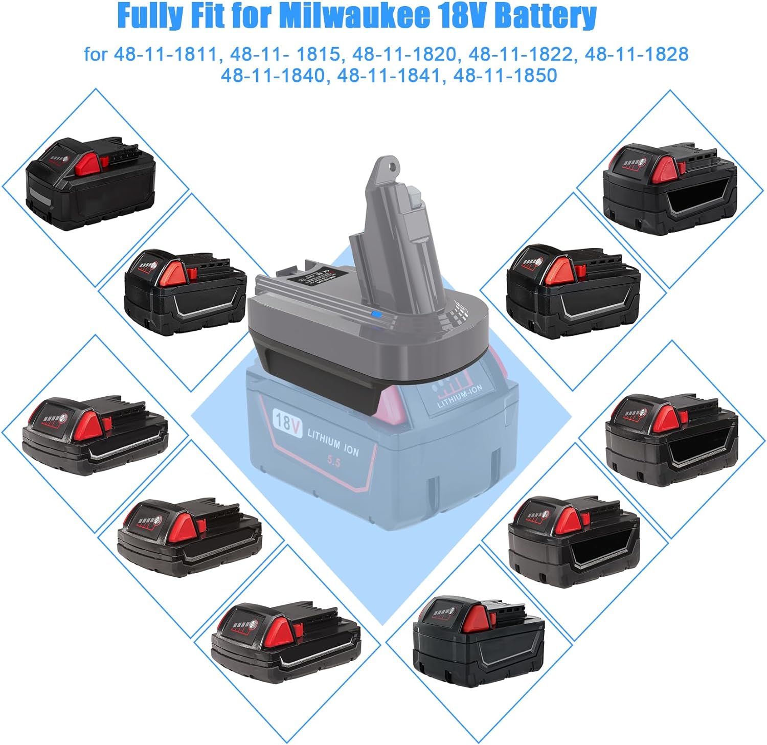 JYJZPB V6 Battery Adapter for Convert 20V Dewalt Battery or 18V Milwaukee Battery to V6 Battery Converter for DC62 SV03 SV04 SV09 DC59 Vacuums