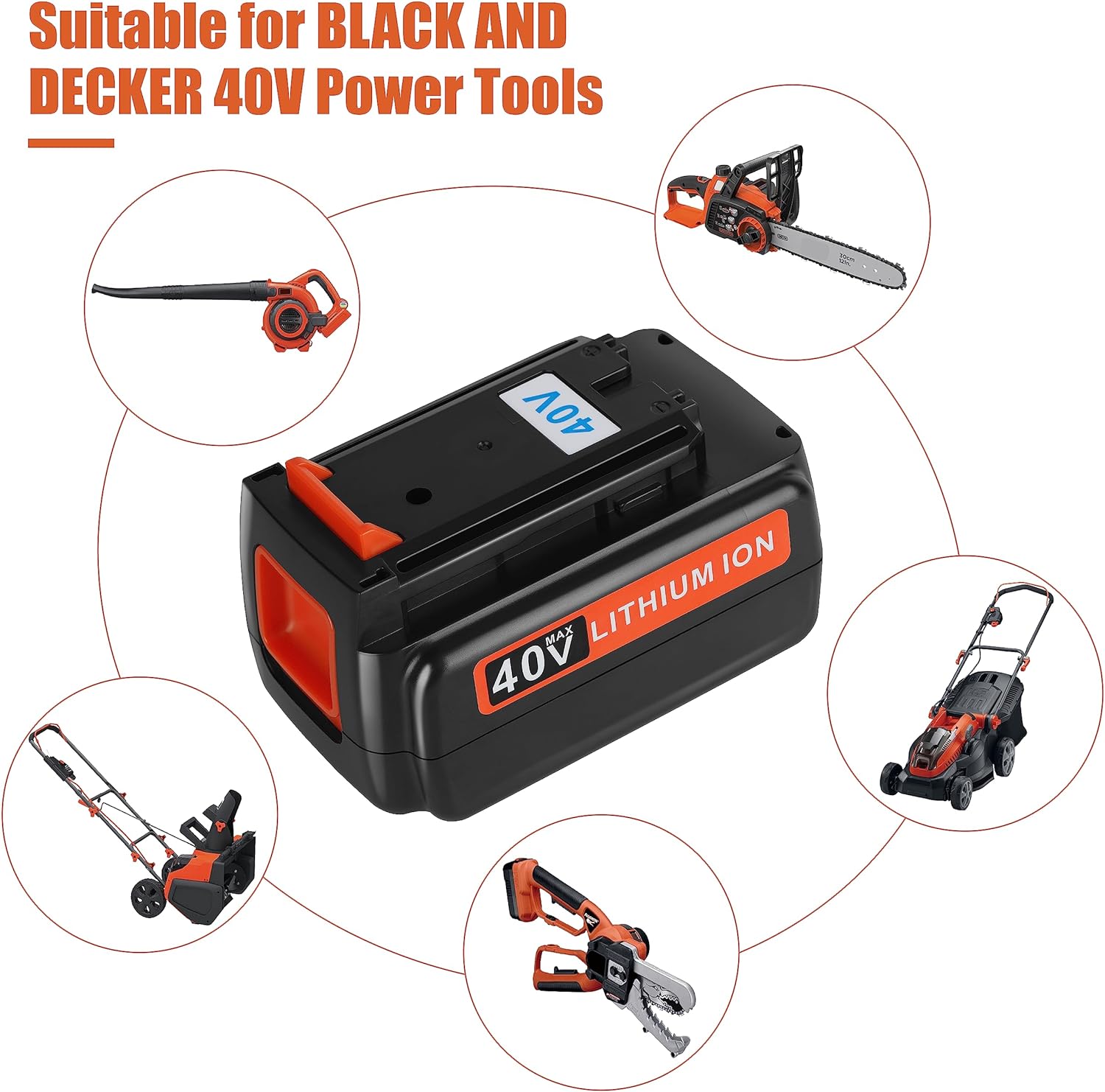 JYJZPB Replacement Lithium Battery for Black and Decker 40V Max 3000mAh Battery LBX2040 LBXR36 LBXR2036 LST540 LBX1540 LCS1240 LST136W for Black+Decker