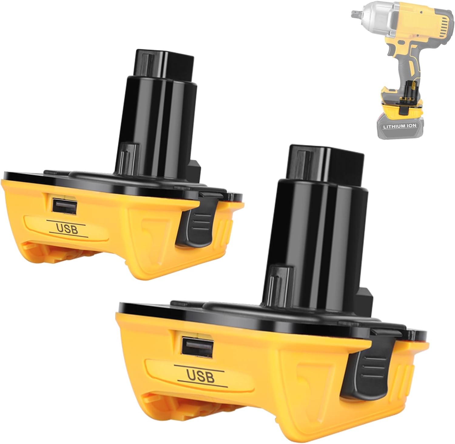 2 Packs JYJZPB 20V to 18V Adapter for DeWalt Tools Suitable for MAX XR Battery DCB200 DCB201 DCB203 DCB203BT DCB204 DCB206 with USB-A Output Port