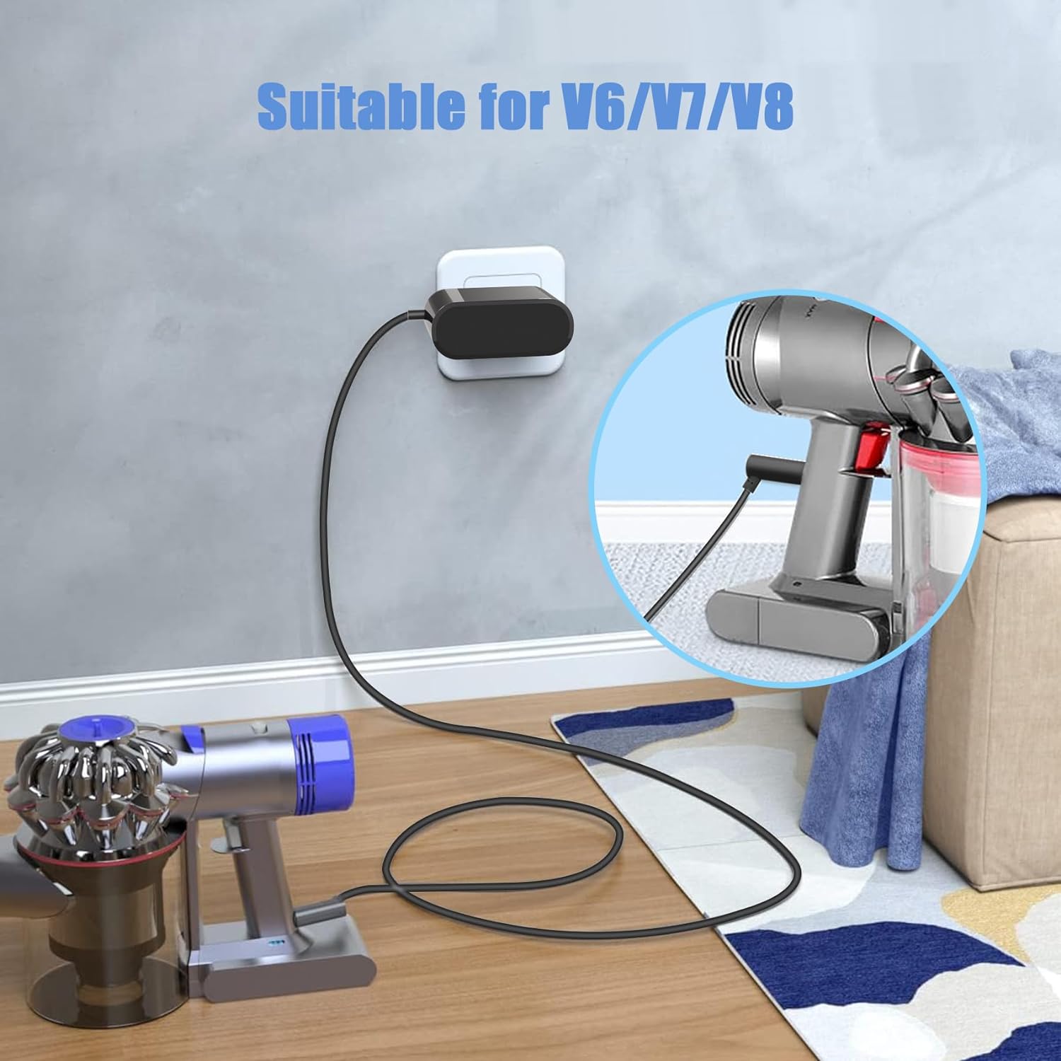 JYJZPB 26.1V Replacement Battery Charger Fit for V6 V7 V8 Vacuum Cleaner 21.6V DC58 DC59 DC61 DC62 SV03 SV04 SV05 SV06 Battery with Five Feet Cable