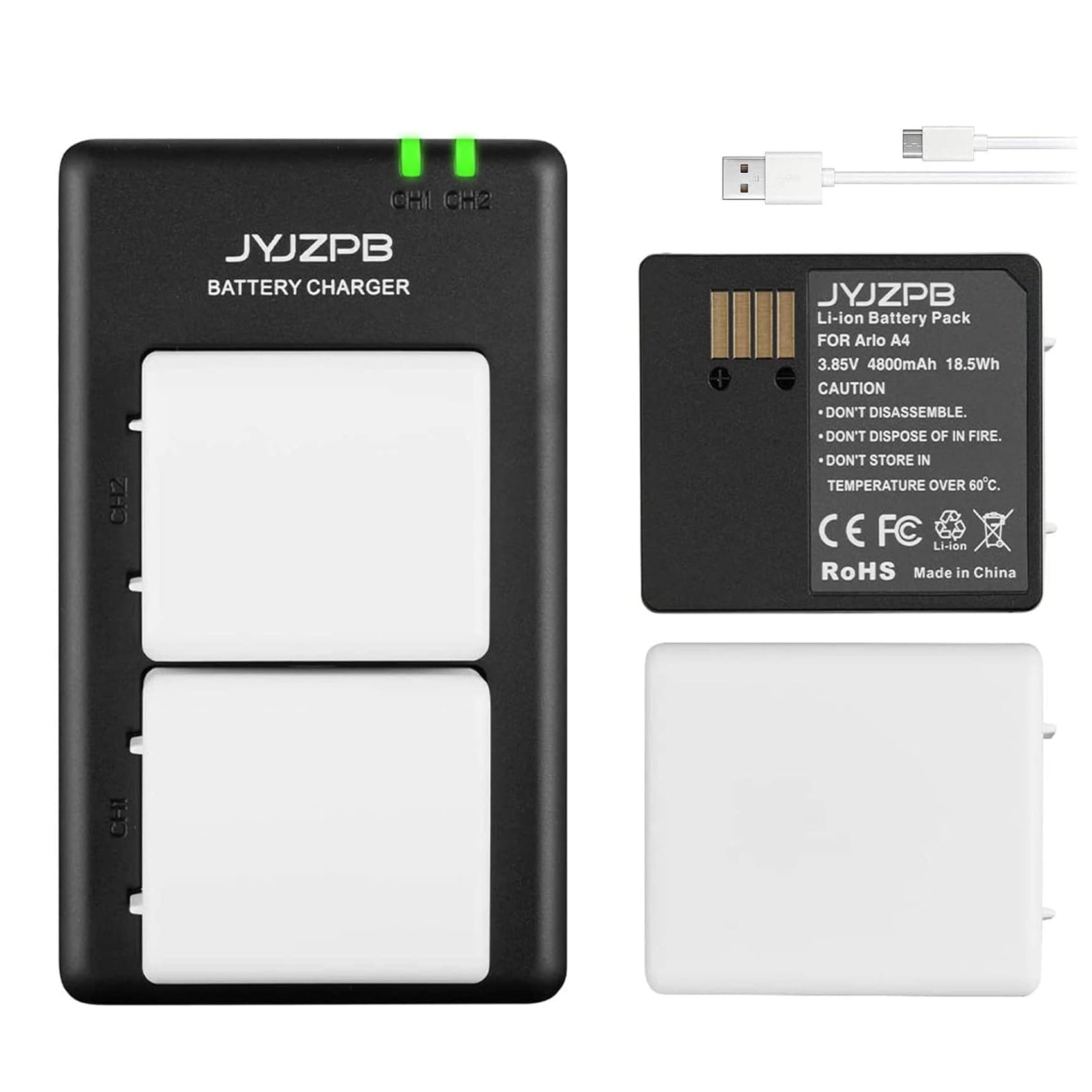 2 Packs JYJZPB Replacement Camera Batteries for Arlo Ultra, Ultra 2, Arlo Pro 3 and Pro 4 Camera VMC4040P with Dual Battery Charger