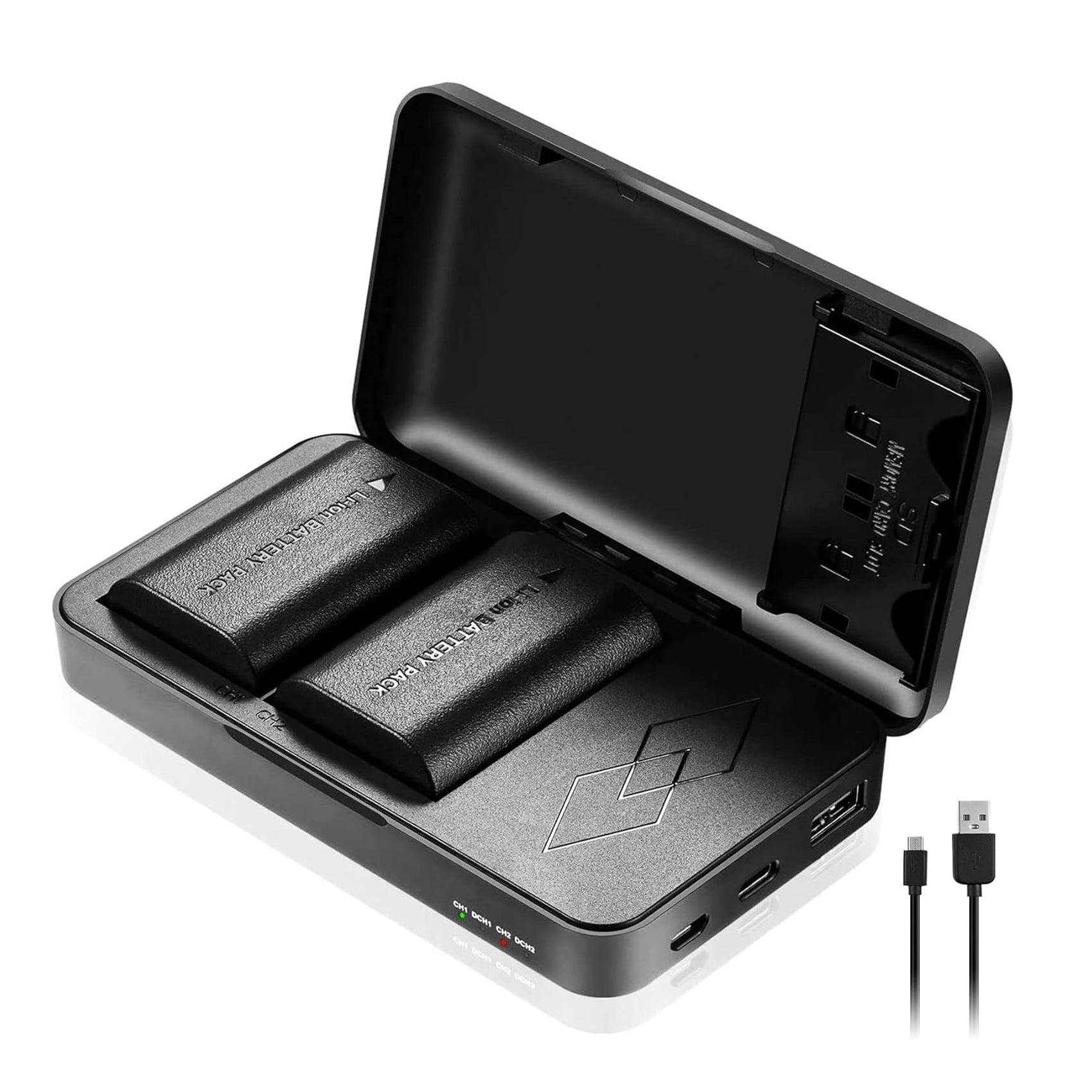 2 Packs JYJZPB LP-E6N Canon EOS Batteries and LP-E6 Battery Charger Case fit for Canon EOS R, EOS R5, EOS 90D, EOS 60D, 70D, 80D, 5D II, 5D III, 5D Mark IV, 6D, 6D II, 7D, 7D II, XC10, XC15