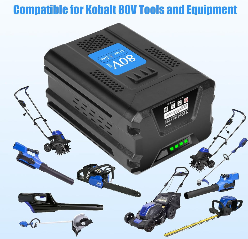 JYJZPB 80V Battery Compatible for Kobalt 80-Volt KB2580-06 KB680-06 KB280-06 2910303-RC Cordless Power Tool, replace for 80V MAX Lithium-Ion Battery with 3500mAh High Capacity