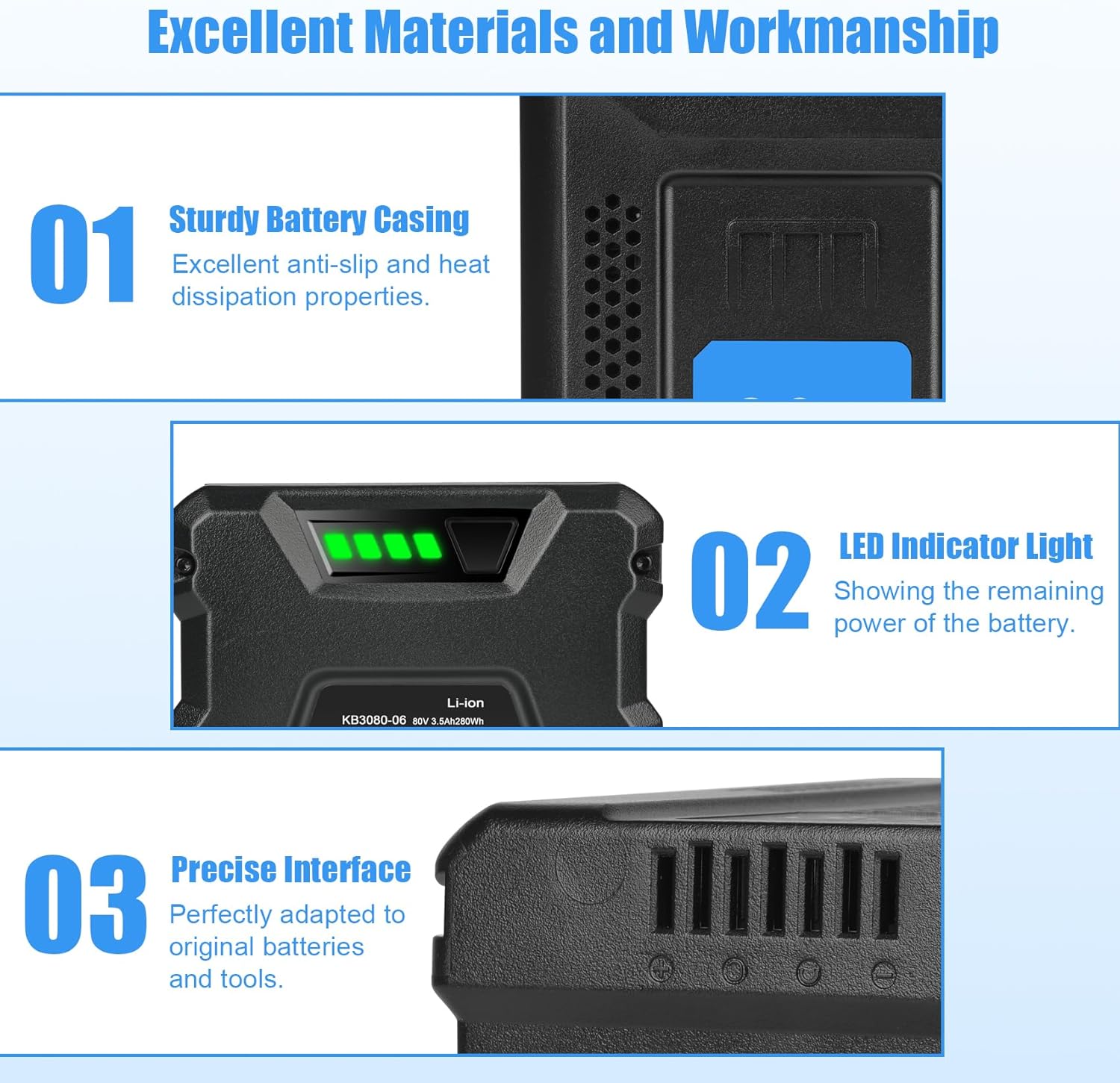 JYJZPB 80V Battery Compatible for Kobalt 80-Volt KB2580-06 KB680-06 KB280-06 2910303-RC Cordless Power Tool, replace for 80V MAX Lithium-Ion Battery with 3500mAh High Capacity