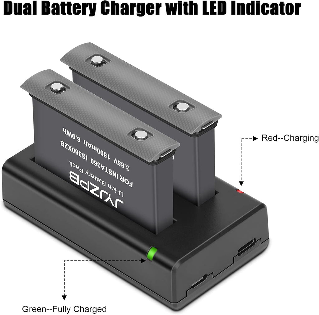 2 Packs JYJZPB 1800mAh Camera Battery Fit for Insta360 ONE X2 ONLY Dual USB Charger for Insta360 ONE X2 Battery ONLY
