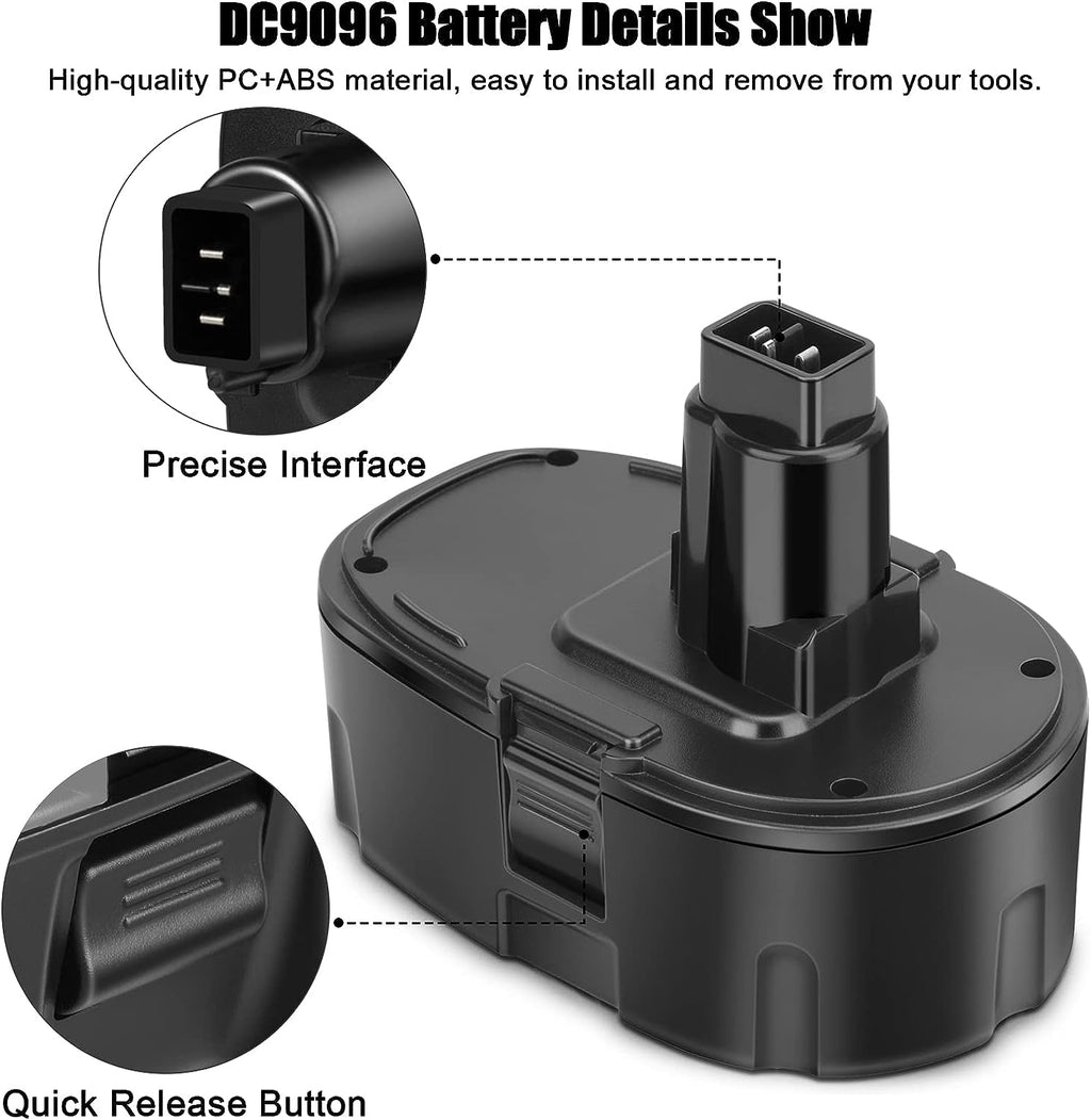 2 Packs JYJZPB 4.5Ah DC9096 DC9098 for DeWalt 18V XRP Battery Replacement DC9099 DW9098 DW9099 DW9095 DW9096 DE9039 for DeWalt XRP Cordless Power Tools