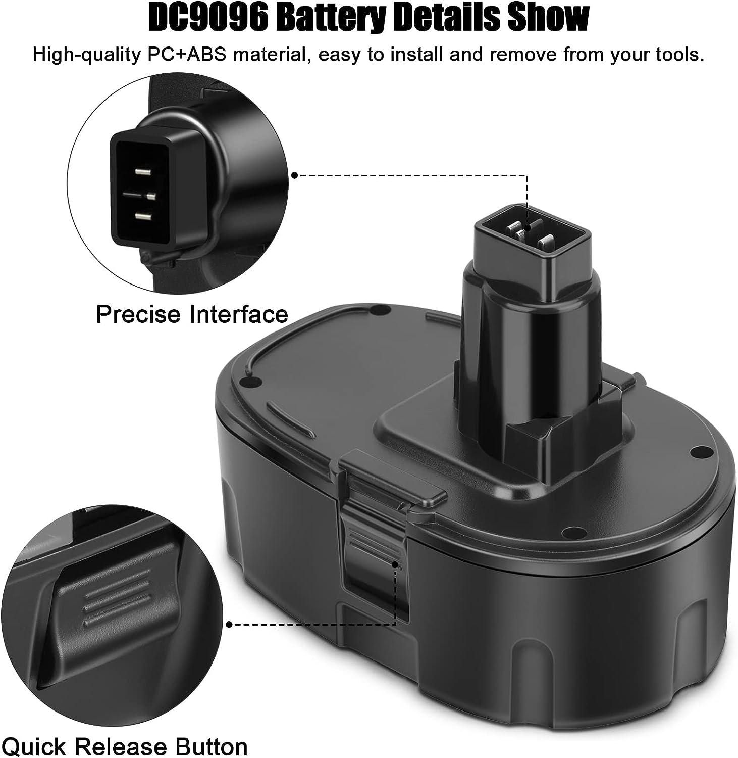2 Packs JYJZPB 4.5Ah DC9096 DC9098 for DeWalt 18V XRP Battery Replacement DC9099 DW9098 DW9099 DW9095 DW9096 DE9039 for DeWalt XRP Cordless Power Tools