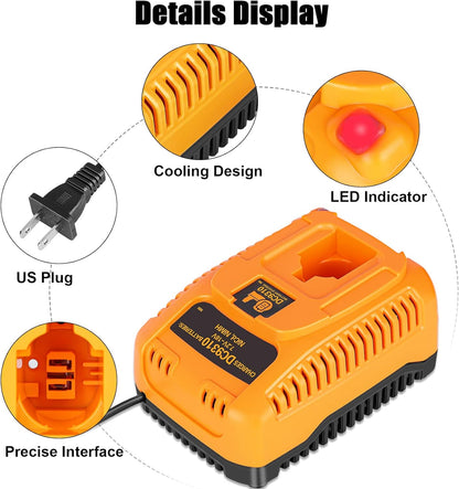 JYJZPB DC9310 Fast Battery Charger Replacement for De Walt 7.2V 9.6V 12V 14.4V 18V XRP NI-CD/NI-MH Battery DC9096 DC9098 DC9099 DC9091 DE9098 DW9095 DW9096 DW9098 DW9099