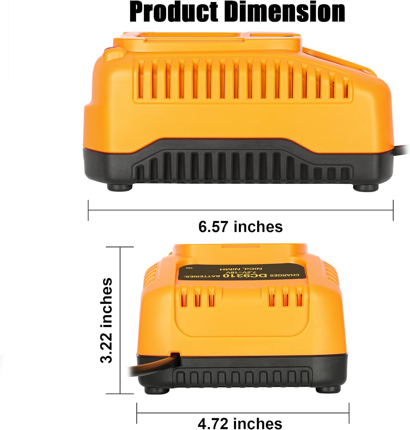 JYJZPB DC9310 Fast Battery Charger Replacement for De Walt 7.2V 9.6V 12V 14.4V 18V XRP NI-CD/NI-MH Battery DC9096 DC9098 DC9099 DC9091 DE9098 DW9095 DW9096 DW9098 DW9099