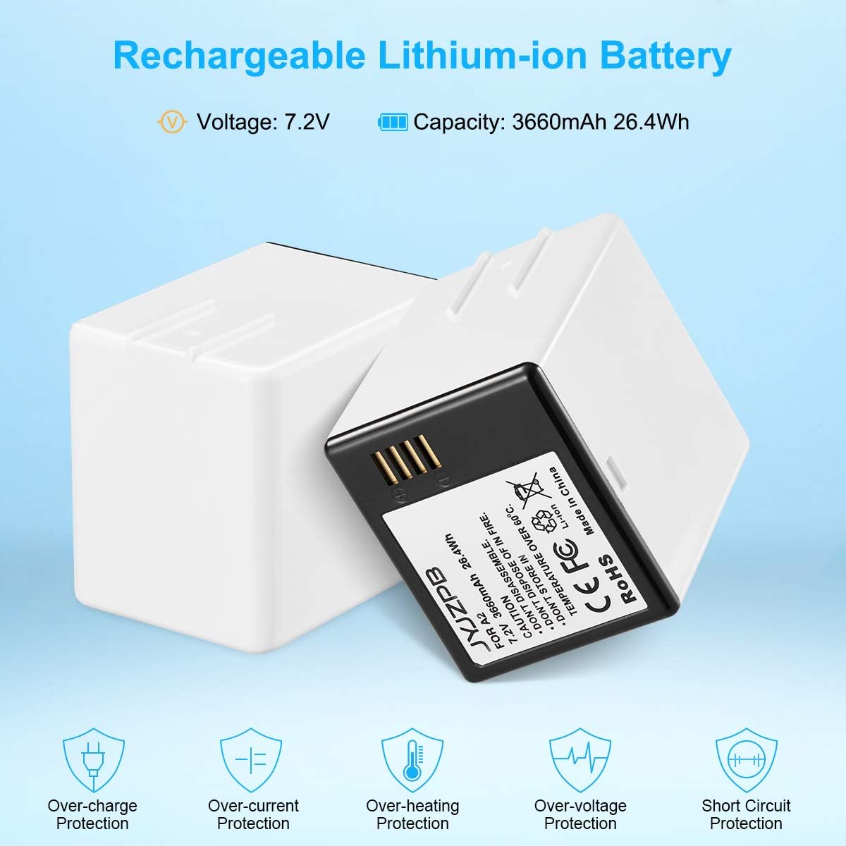 JYJZPB 7.2V 3660mAh Rechargeable Li-ion Camera Batteries for Arlo Go Dual Battery Charger Fit for Arlo Go Battery