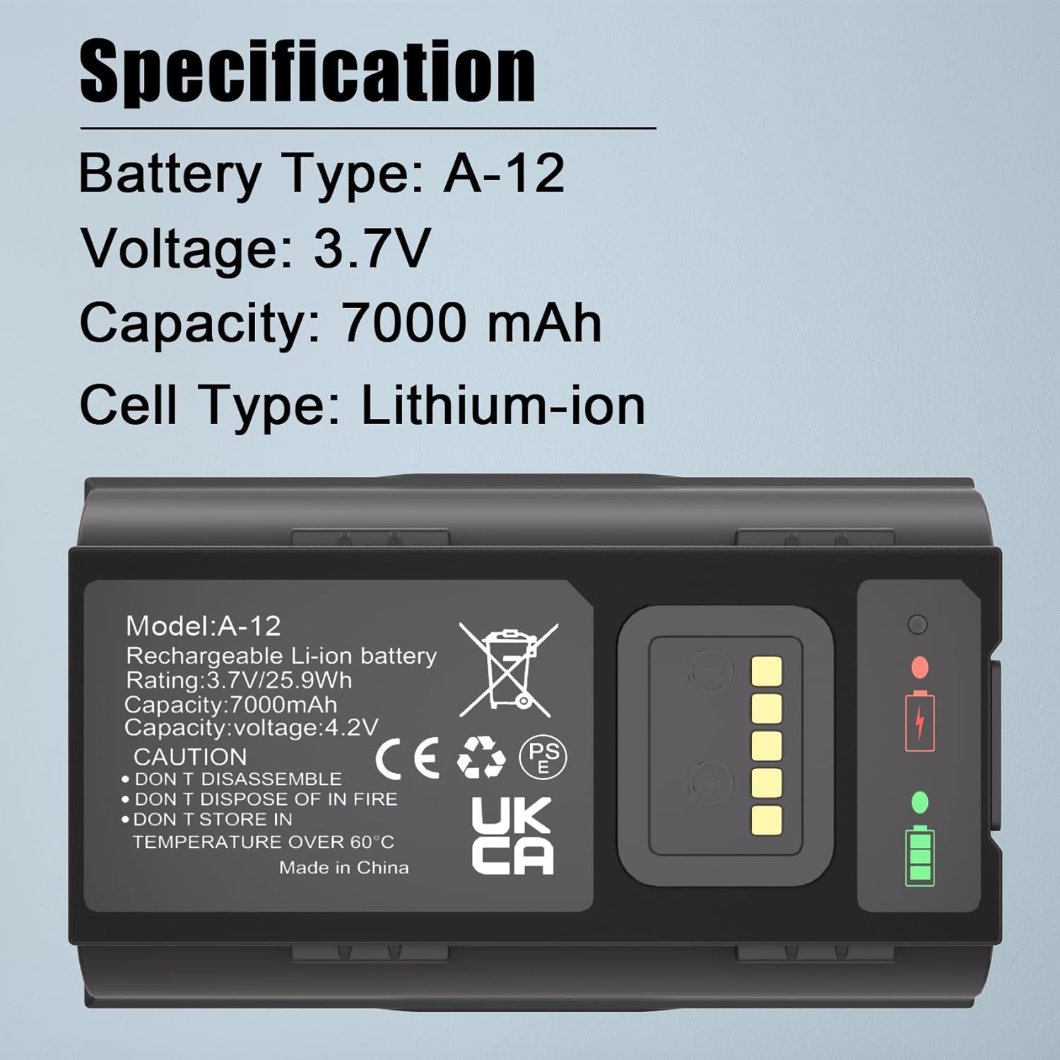 JYJZPB Upgraded Rechargeable for Arlo Doorbell Battery VMA2400 Compatible for Arlo Wire-Free Video Doorbell Battery AVD2001 AVD2001B A-12 7000mAh with Micro Input Port