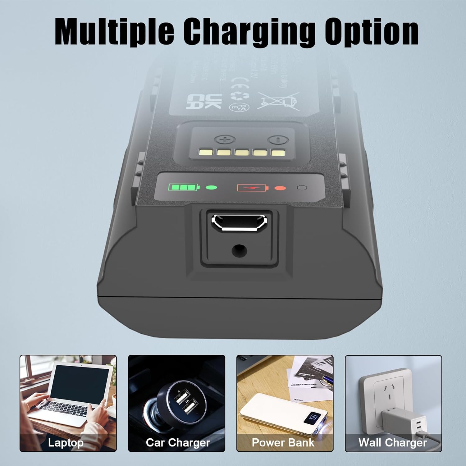 JYJZPB Upgraded Rechargeable for Arlo Doorbell Battery VMA2400 Compatible for Arlo Wire-Free Video Doorbell Battery AVD2001 AVD2001B A-12 7000mAh with Micro Input Port