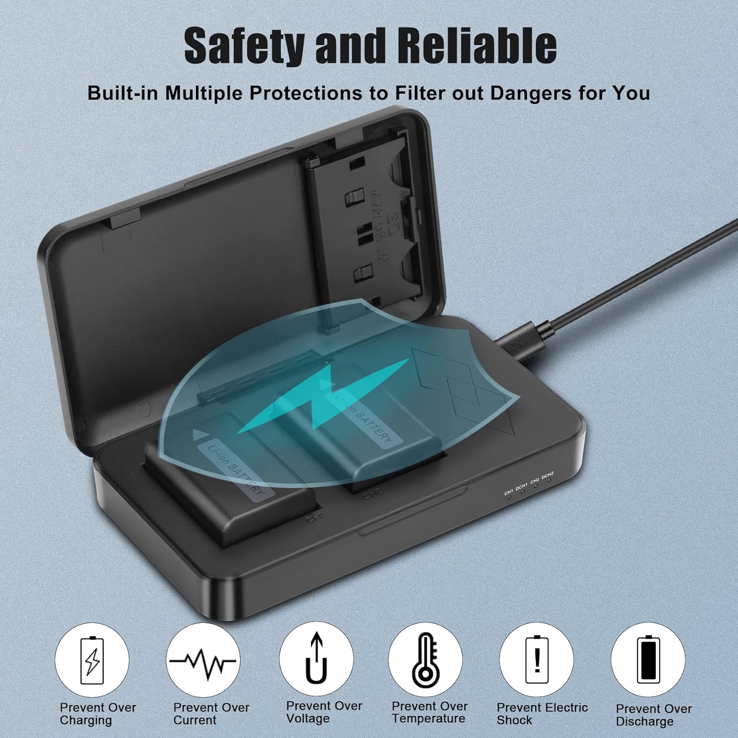 JYJZPB NP-FW50 Replacement Camera Battery Charger Set Dual Channel Compatible for Sony Alpha A6000 A6400 A6500 A6300 A6100 ZV-E10 A7 A7II A7RII A7SII A7S A7S2 A7R A7R2 A5100