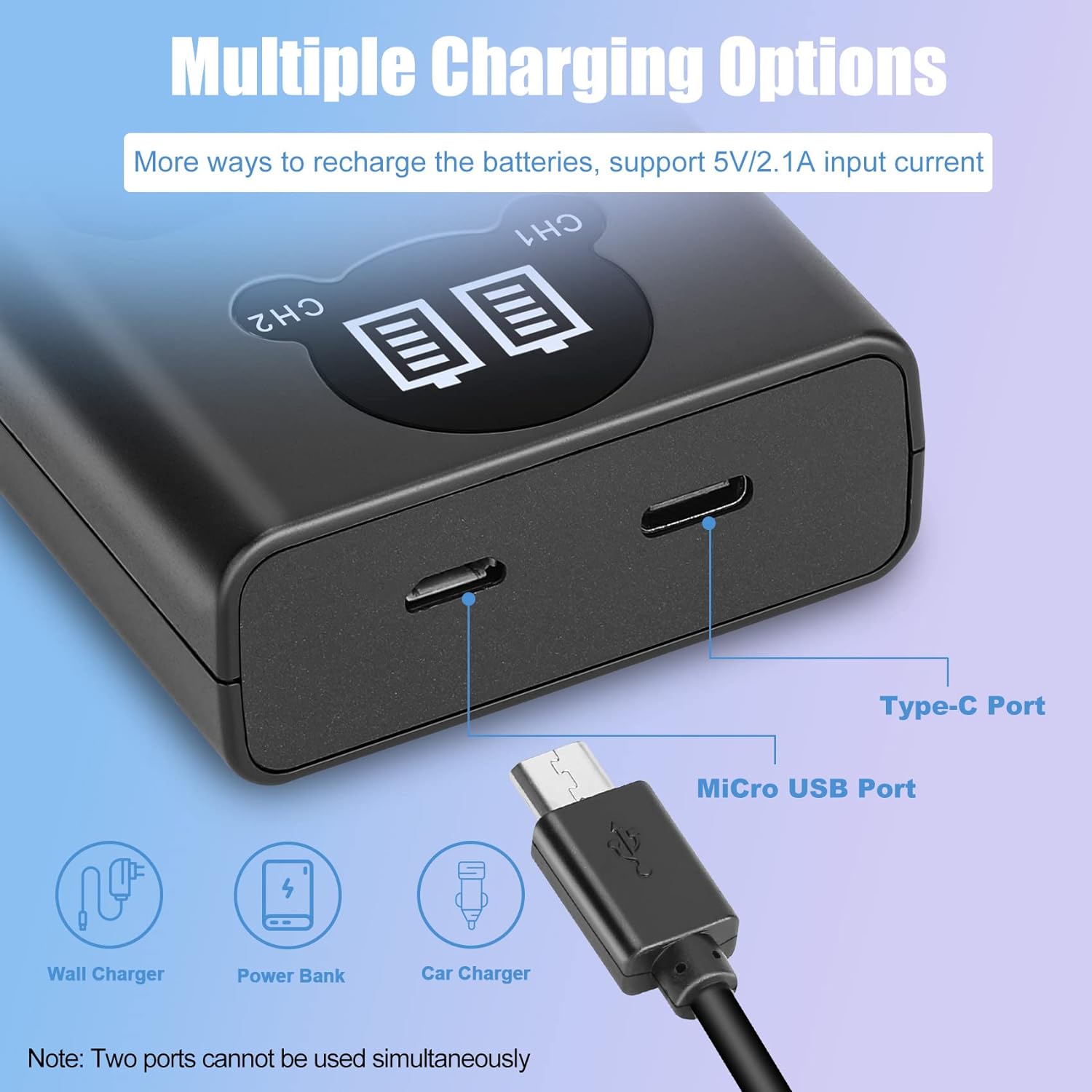 2-Packs JYJZPB EN-EL14 EN-EL14a Replacement Cameras Battery Dual USB Charger Set Compatible for Nikon D5600, D3200, D3500, D3300, D3400, D3100, D5100, D5200, D5300, DF Coolpix P7000 P7100 P7700 P7800