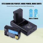 2-Packs JYJZPB LP-E6N Rechargeable Camera Battery and Dual Battery Charger for Canon EOS R5, 5D Mark II, III, 5DS, 5DS R, 6D, 60D, 6D Mark II, 7D, 7D Mark II,70D, 80D, XC10, XC15, BMPCC 4K, BMPCC 6K