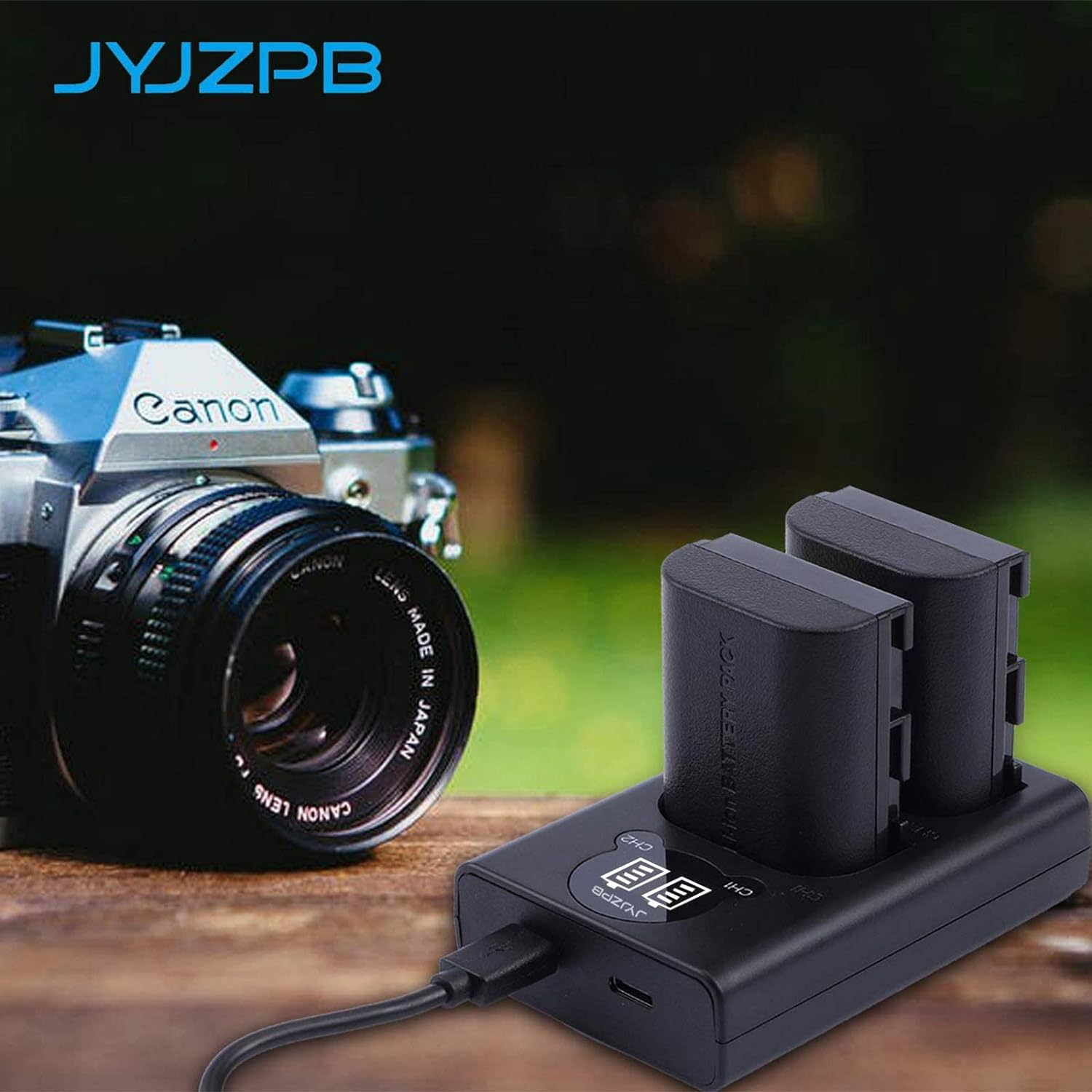 2-Packs JYJZPB LP-E6N Rechargeable Camera Battery and Dual Battery Charger for Canon EOS R5, 5D Mark II, III, 5DS, 5DS R, 6D, 60D, 6D Mark II, 7D, 7D Mark II,70D, 80D, XC10, XC15, BMPCC 4K, BMPCC 6K