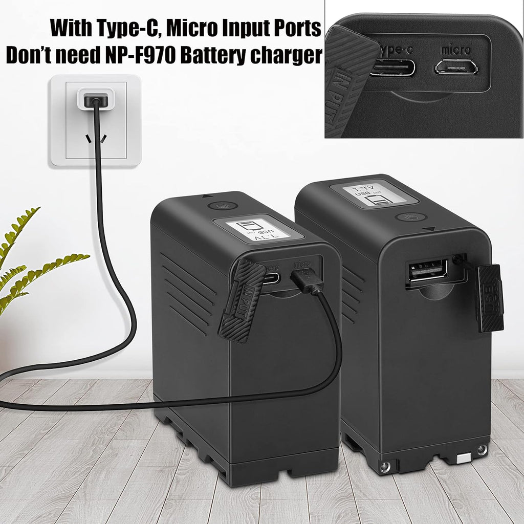 2 Packs JYJZPB NP-F970 Replace Camera Battery for Sony NP-F970 NP-F960 NP-F950 NP-F930 NP-F550 NP-F530 NP-F570 Battery and Sony Handycams