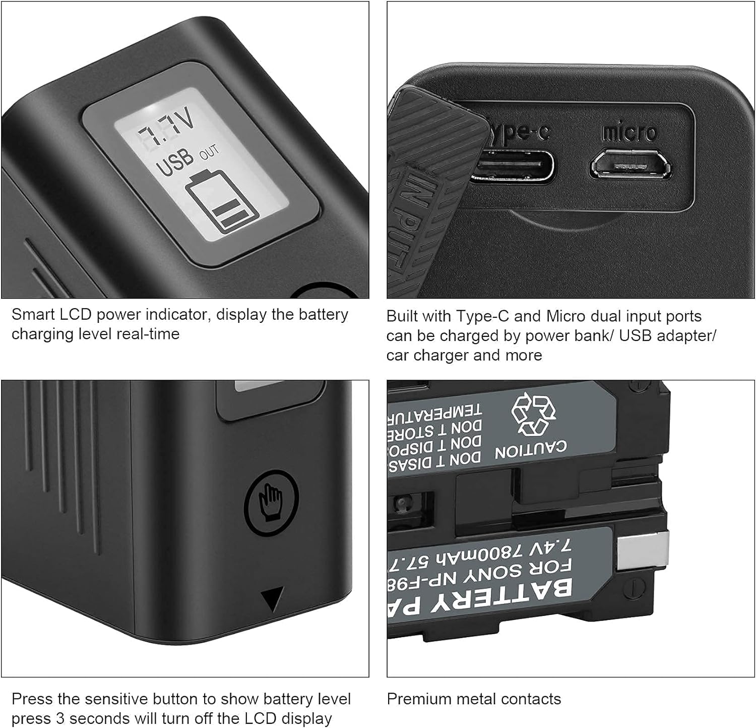 2 Packs JYJZPB NP-F970 Replace Camera Battery for Sony NP-F970 NP-F960  NP-F950 NP-F930 NP-F550 NP-F530 NP-F570 Battery and Sony Handycams