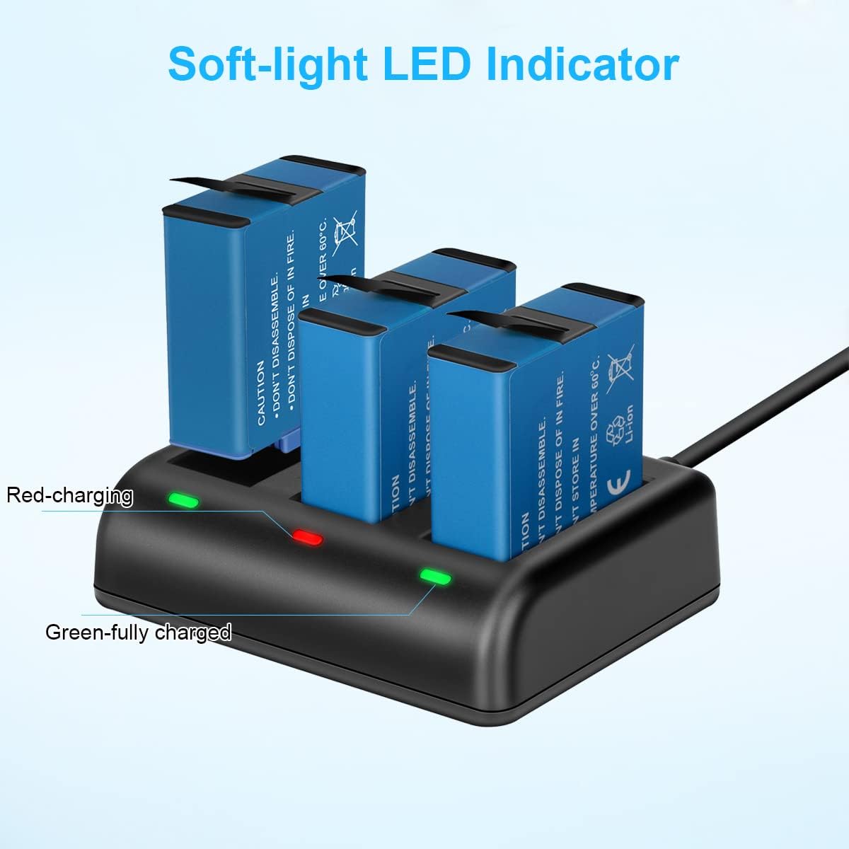 3 Packs JYJZPB Cameras Batteries for GoPro Hero 8 Battery Triple Fast Charger for GoPro Hero 8 GoPro Hero 7 Black and Hero 6/Hero 5 Black, Hero 2018 Cameras Batteries