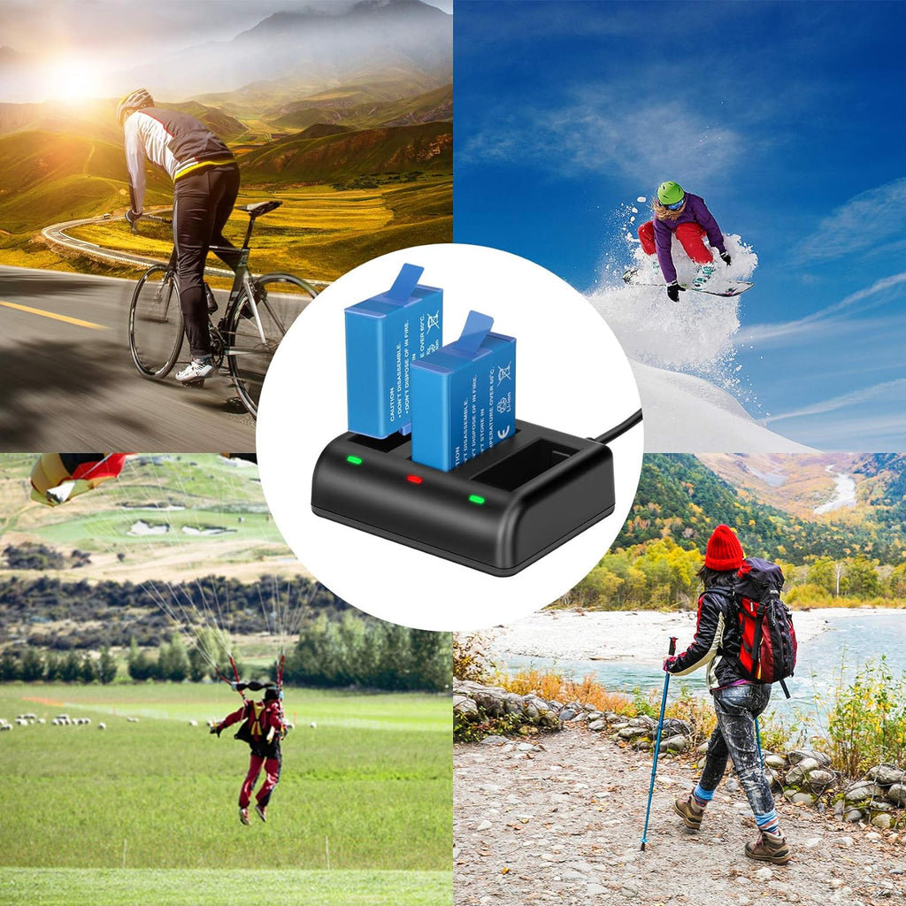 2 Packs JYJZPB Enduro Batteries for GoPro Hero 11, Hero 10, GoPro Hero 9 Black, 3-Channel Quick Battery Charger Station for Hero 11, Hero 10/ Hero 9 GoPro Enduro Battery