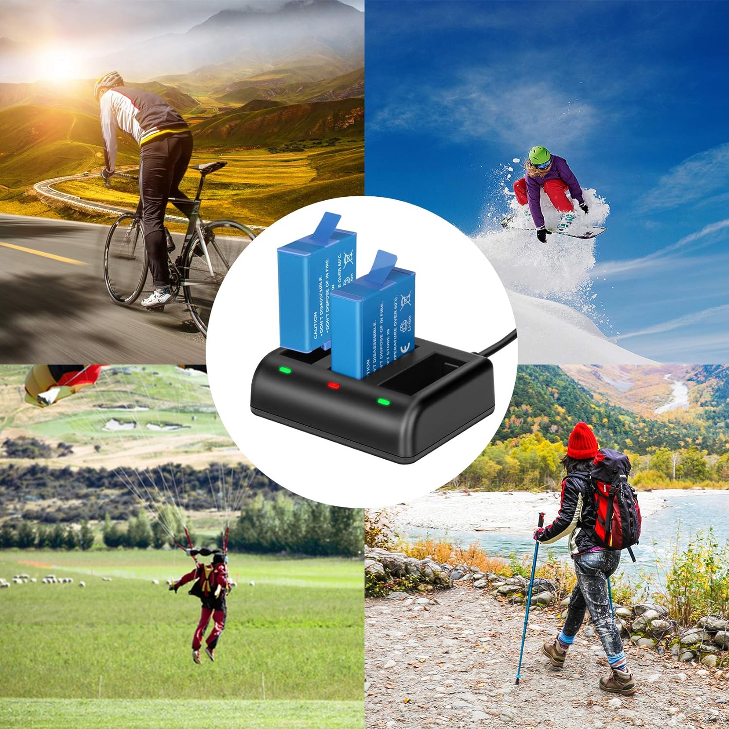 2 Packs JYJZPB Enduro Batteries for GoPro Hero 11, Hero 10, GoPro Hero 9 Black, 3-Channel Quick Battery Charger Station for Hero 11, Hero 10/ Hero 9 GoPro Enduro Battery