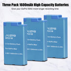 3-Packs JYJZPB MAX Replacement Battery 3-Channel Battery Charger for GoPro MAX 360 (Fully Compatible for Original GoPro MAX)