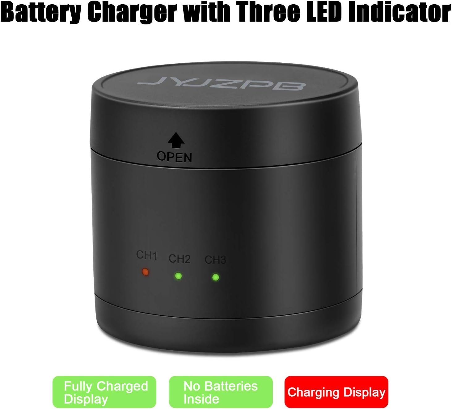 JYJZPB Hero 8/7/6/5/2018 Battery Charger with Three Slots fit for GoPro Hero 8 Battery Hero 7 Black Hero 6 Black Hero 5 Black Hero 2018 Battery(Battery Not Include)