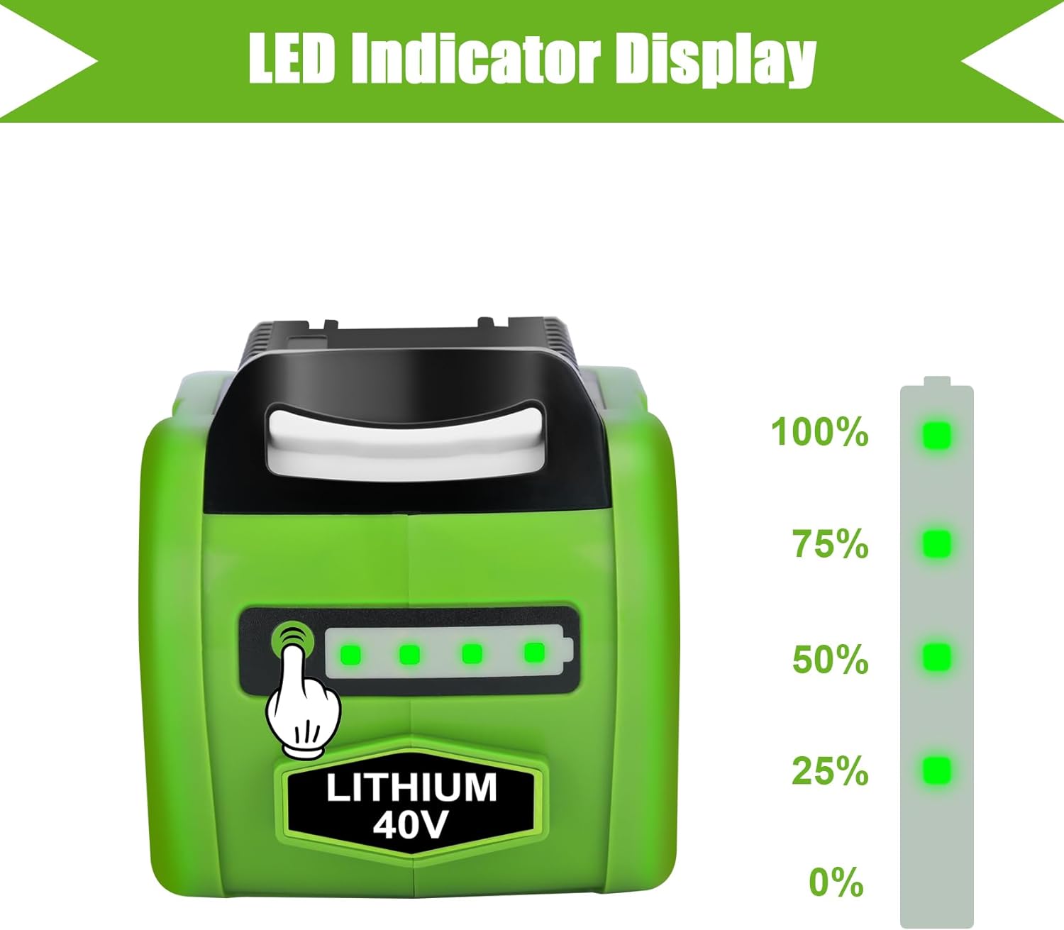 JYJZPB 6000mAh 40V High-Capacity Replacement Outdoor Power Tools Battery for Greenworks Battery 20302 20672 24252 20202 22262 20322 25312