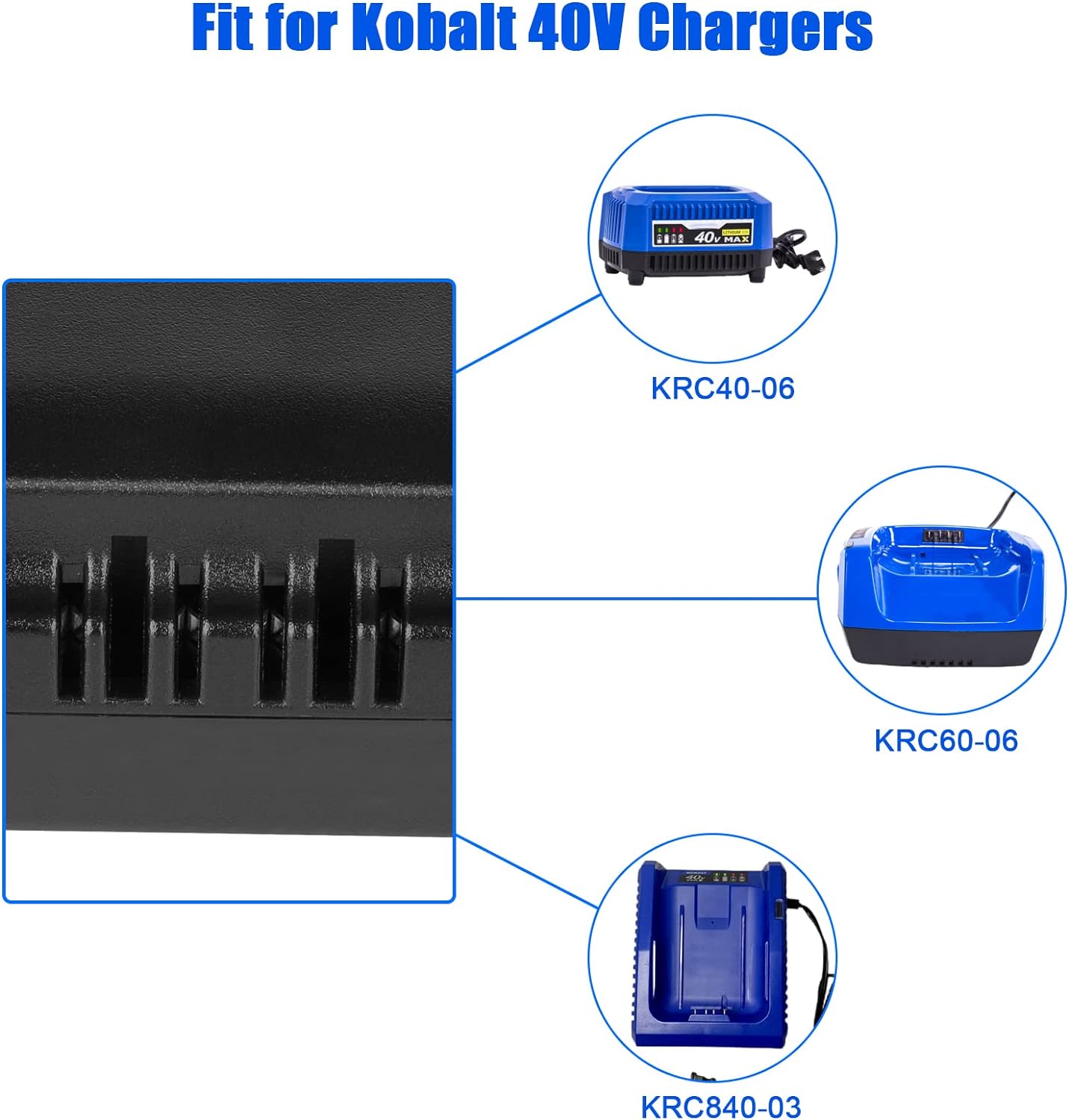 JYJZPB 40V 6.0Ah Replacement High Capacity Lithium-ion Battery for Kobalt 40V Cordless Power Equipment Suitable for Kobalt Weed Eater Outdoor Work