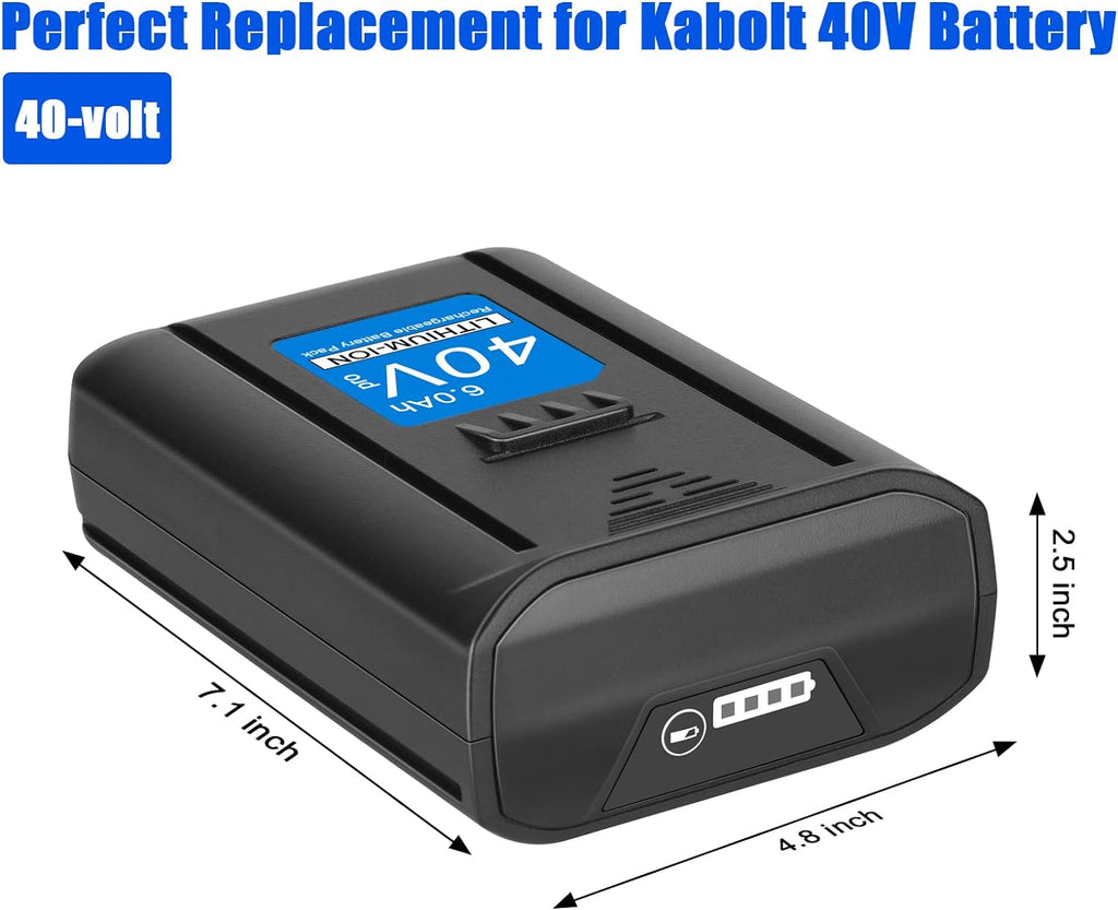 JYJZPB 40V 6.0Ah Replacement High Capacity Lithium-ion Battery for Kobalt 40V Cordless Power Equipment Suitable for Kobalt Weed Eater Outdoor Work
