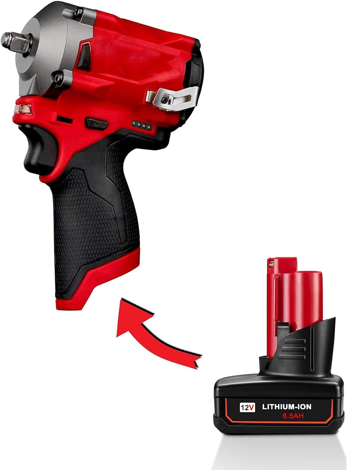 2 Packs JYJZPB 6.5Ah 12V Lithium Cordless Tools Battery Compatible for Milwaukee M12 Battery 48-11-2401 48-11-2412 48-11-2411 48-11-2420 48-11-2410