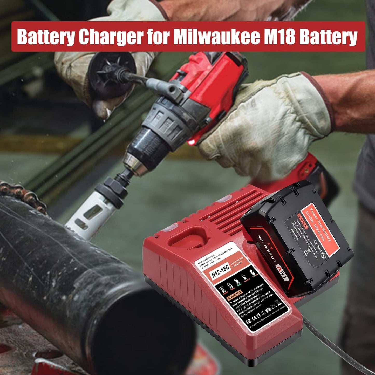 JYJZPB Multi Voltage Battery Charger for Milwaukee 48-59-1812 M12 & M18 Battery 48-11-1850 48-11-1840 48-11-1815 48-11-1828