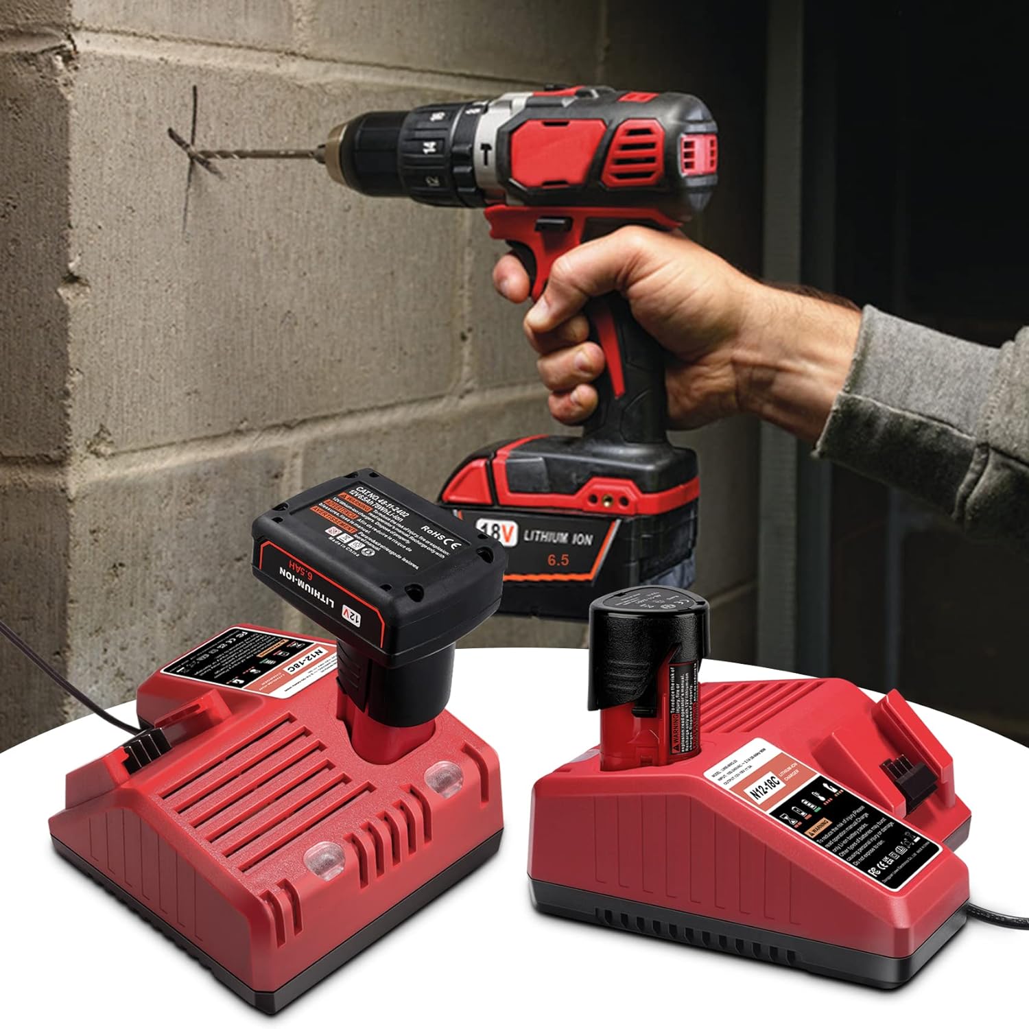 JYJZPB Multi Voltage Battery Charger for Milwaukee 48-59-1812 M12 & M18 Battery 48-11-1850 48-11-1840 48-11-1815 48-11-1828
