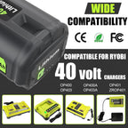 JYJZPB 6.0Ah 40V Cordless Power Tools Battery for Ryobi Battery Replacement OP4040 OP4026 OP4030 OP4050 OP4060A