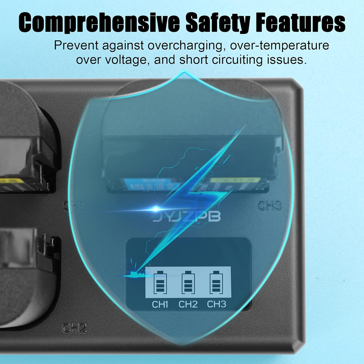 3 Packs JYJZPB LP-E6 LP-E6N Camera Battery Compatible for Canon EOS 5D Mark II III, 5DS R Rechargeable Battery Charger Triple Slot for Canon EOS 80D, 90D, 60D, 70D, 5DS R, 6D, 7D