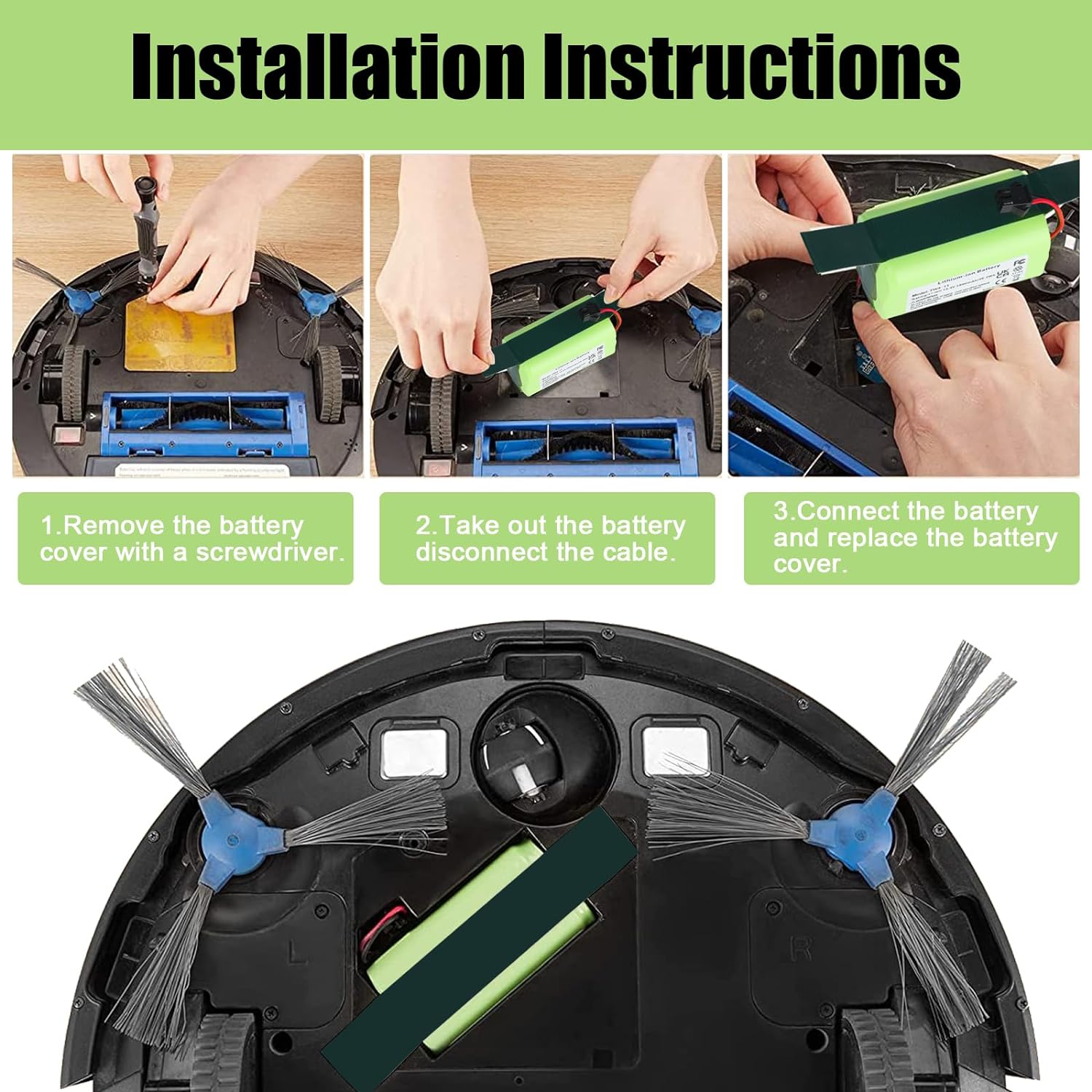 2800mAh 14.4V Lithium-ion Battery Suitable for Eufy RoboVac 11/ 11S/ 30/ 15C/ 12/ 35C Fit for Ecovacs Deebot N79S N79S N95 DN622 for Hybrid G30 G20 Edge R500 R450 Replacement for Eufy Vacuum Battery
