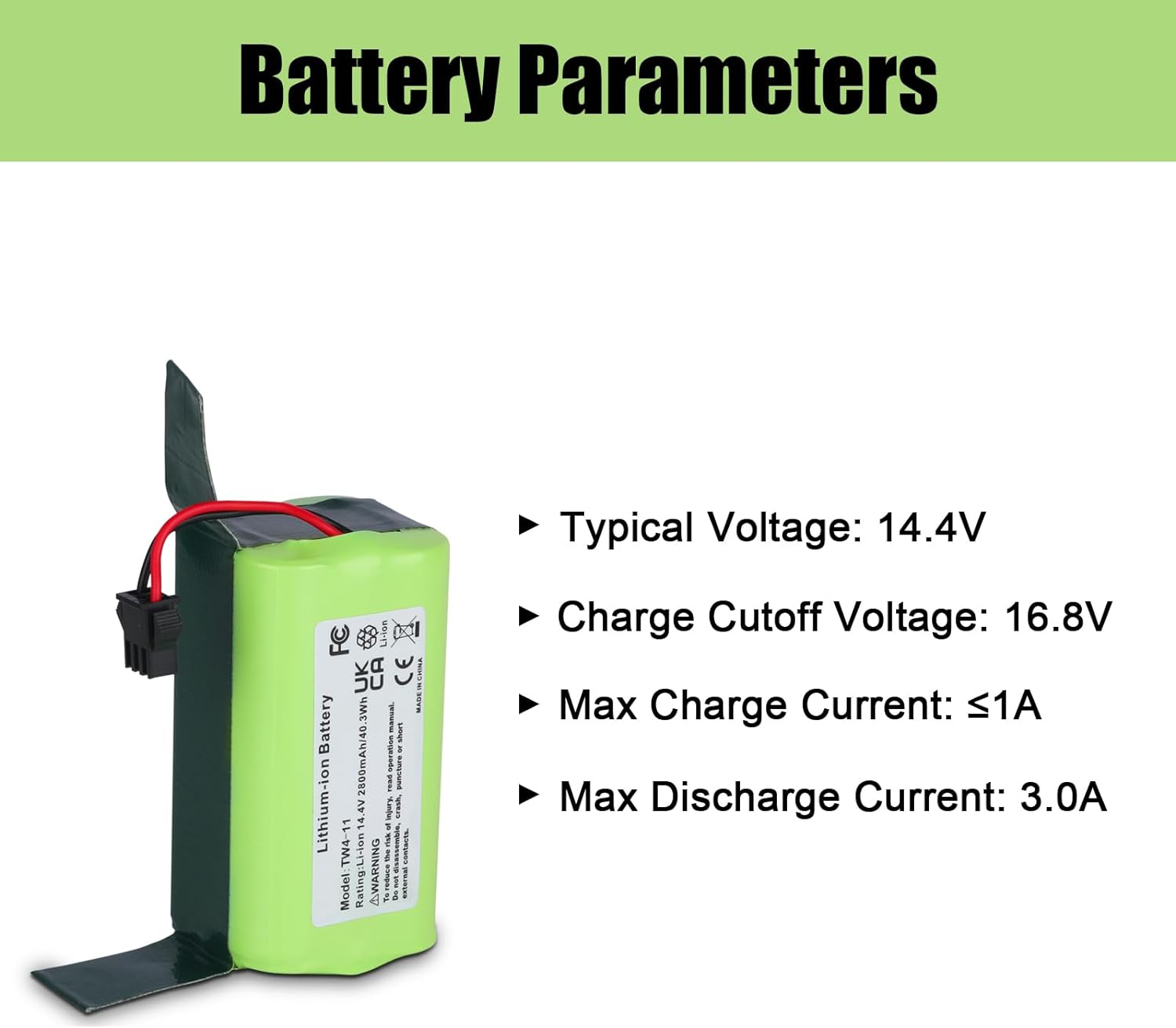 2800mAh 14.4V Lithium-ion Battery Suitable for Eufy RoboVac 11/ 11S/ 30/ 15C/ 12/ 35C Fit for Ecovacs Deebot N79S N79S N95 DN622 for Hybrid G30 G20 Edge R500 R450 Replacement for Eufy Vacuum Battery