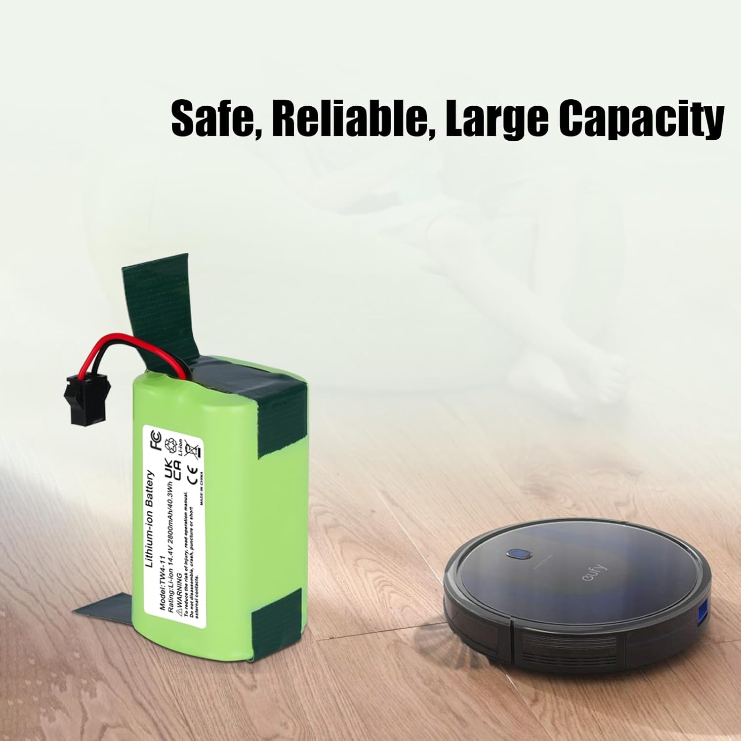2800mAh 14.4V Lithium-ion Battery Suitable for Eufy RoboVac 11/ 11S/ 30/ 15C/ 12/ 35C Fit for Ecovacs Deebot N79S N79S N95 DN622 for Hybrid G30 G20 Edge R500 R450 Replacement for Eufy Vacuum Battery