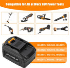 2 Packs JYJZPB 5.5Ah Replacement for Worx Cordless Tools Battery 20V Compatible for Worx Battery WA3525 WA3520 WA3575 WA3578 WG890 WG891 WG151s