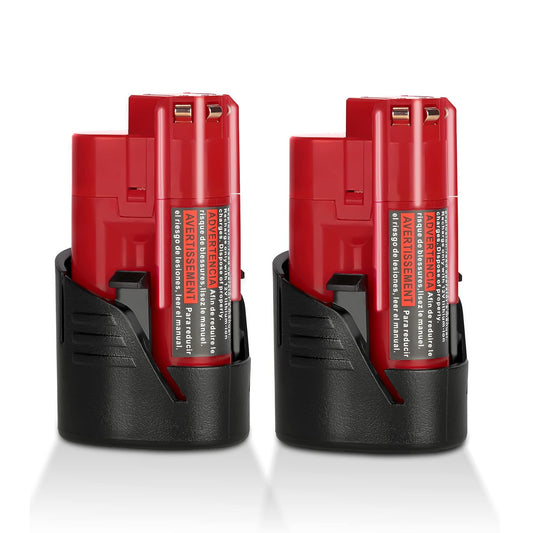 2 Packs JYJZPB 3000mAh 12V Lithium Cordless Tools Battery Compatible for Milwaukee M12 Battery 48-11-2401 48-11-2412 48-11-2411 48-11-2420 48-11-2440