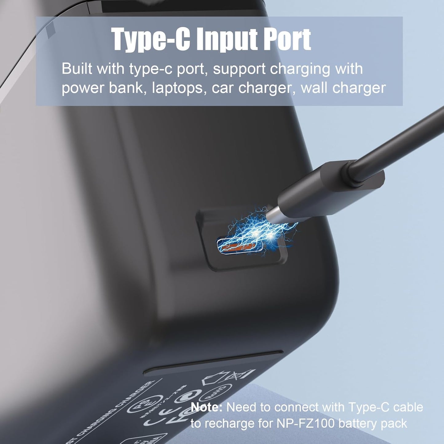 JYJZPB Upgraded Fast Battery Charger for Sony NP-FZ100 Battery, with 2 Pack NP-FZ100 Batteries for Sony A7III, A7IV, A7R III, A7R IV, A9, A9II, Alpha 9S, A7R3 A7S III, A7R III, A1, A6600, A6700