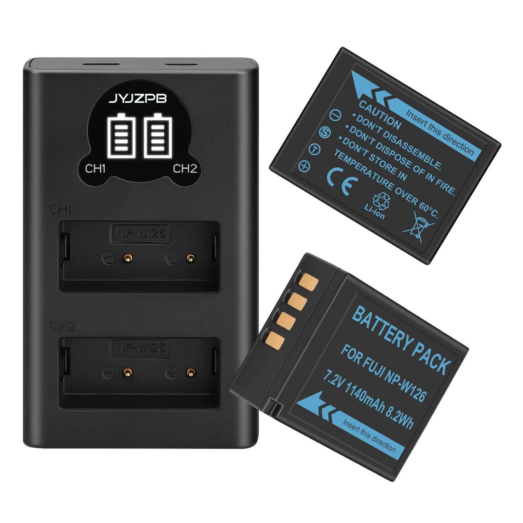2 Packs JYJZPB 1140mAh NP-W126S NP-W126 Fujifilm Batteries Charger Set for Fuji X-T3 X-T2 X-T1 X-A5 X-A10 X-A7 X-A5 X-A3 X-A2 X-A1 X-E2 X-E1 X100F X-H1 X-M1 X-Pro2 X-Pro1 Fujifilm X-T20 X-T10 X-T30 X-T100 X-T200