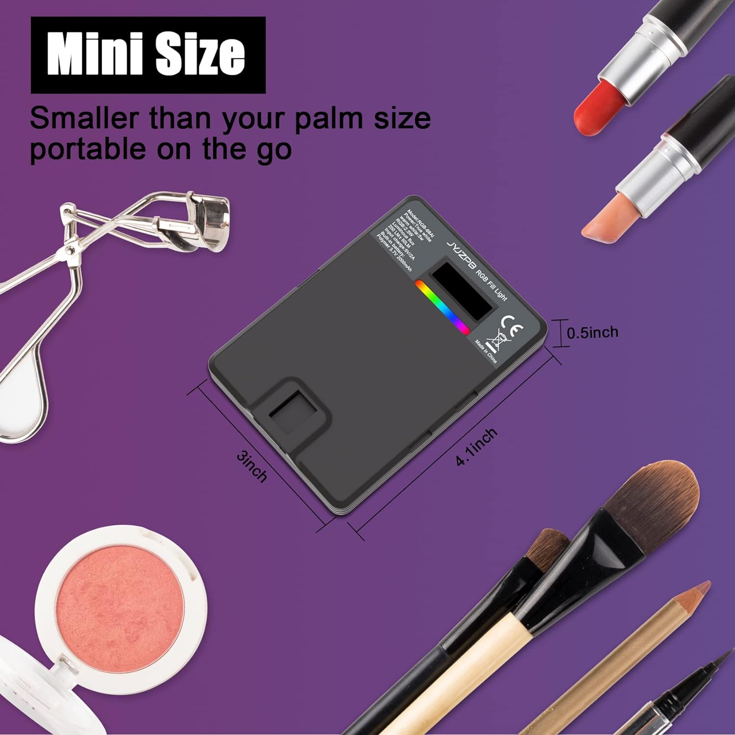 JYJZPB RGB Video Light Selfie Light Fill Light Front & Back Clip for Makeup, Selfie, Video Conference, Vlog, Selfie, Live Stream