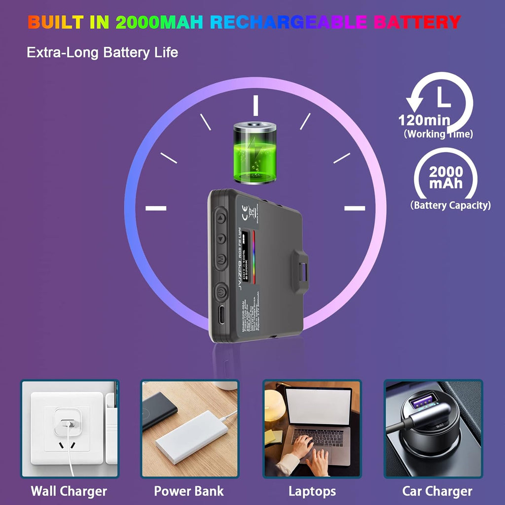 JYJZPB RGB Video Light Selfie Light Fill Light Front & Back Clip for Makeup, Selfie, Video Conference, Vlog, Selfie, Live Stream