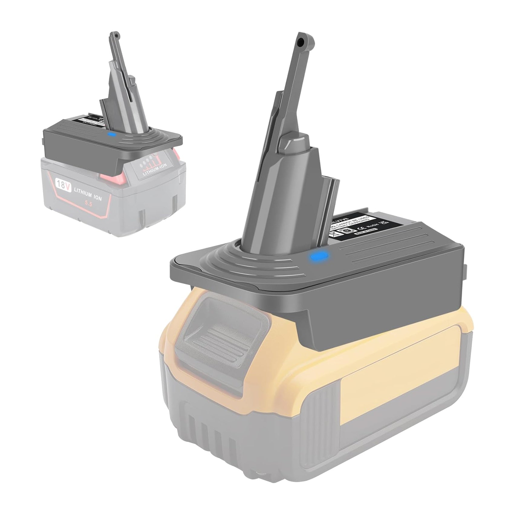 2-in-1 V7 V8 Adapter for 20V Dewalt Battery or 18V Milwaukee Battery Convert to Replace for V7 V8 Battery, Converter Work with V7 Fluffy Absolute Animal SV11 V8 SV10 Battery