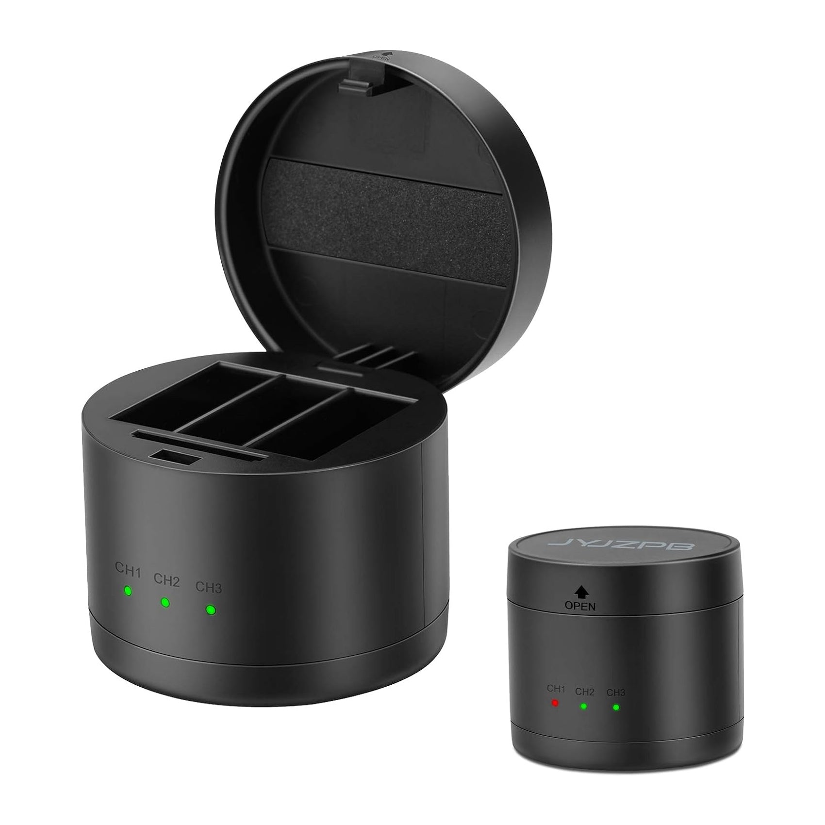 JYJZPB Hero 8/7/6/5/2018 Battery Charger with Three Slots fit for GoPro Hero 8 Battery Hero 7 Black Hero 6 Black Hero 5 Black Hero 2018 Battery(Battery Not Include)