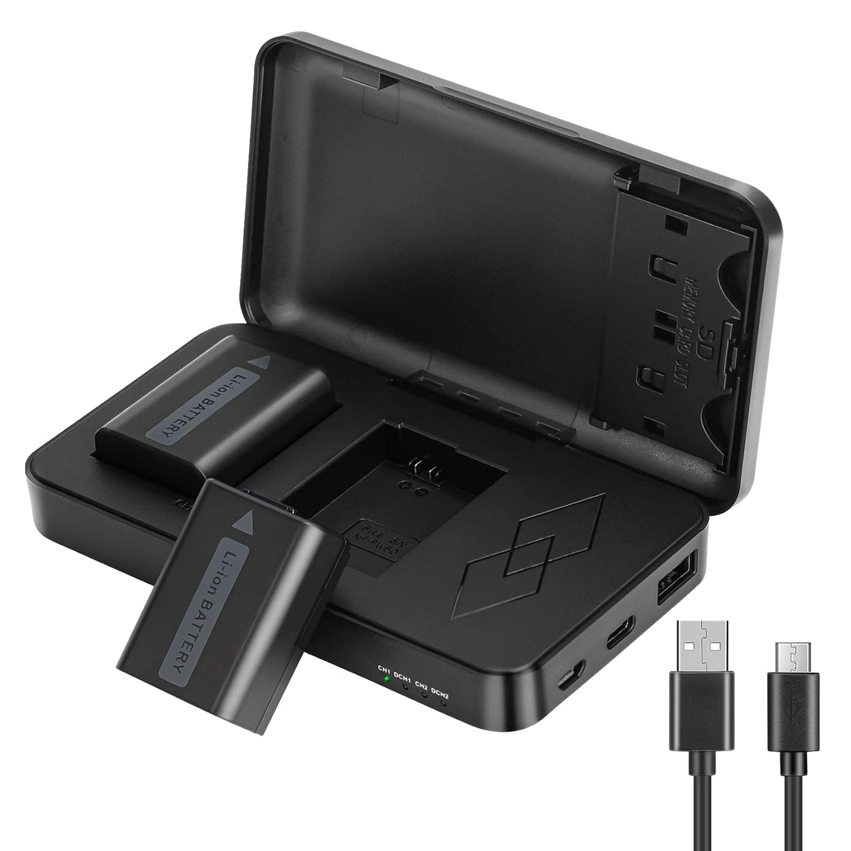 JYJZPB NP-FW50 Replacement Camera Battery Charger Set Dual Channel Compatible for Sony Alpha A6000 A6400 A6500 A6300 A6100 ZV-E10 A7 A7II A7RII A7SII A7S A7S2 A7R A7R2 A5100